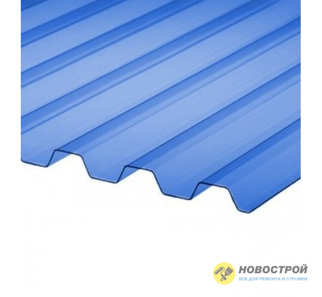 Профилированный поликарбонат трапеция 2000х1050х1,3мм (синий матовый) Юг-Ойл-Пласт