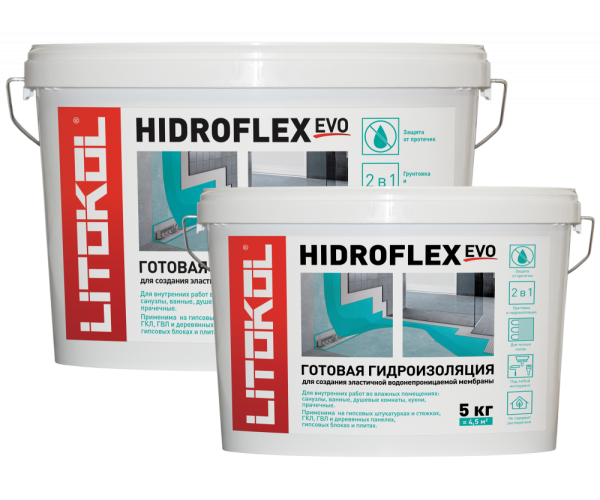Гидроизоляция Litokol HIDROFLEX, зеленый, ведро 10 кг