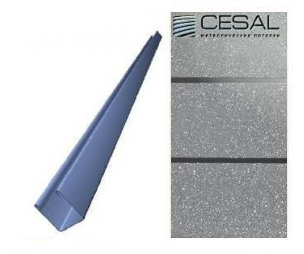 П-профиль В22 14*14*3000мм, Металлик серебристый с металлической полосой Cesal (Альконпласт)