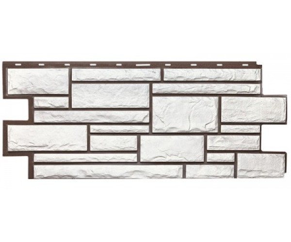 Фасадная панель Дикий камень 1013 455х1090мм, Белый Т-Сайдинг