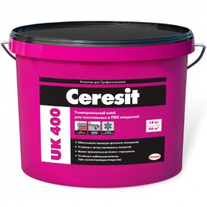 Клей универсальный водно-дисперсионный для текстильных и ПВХ покрытий, Ceresit UK 400, 14 кг