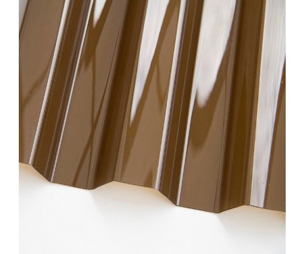 Профилированный поликарбонат трапеция 2000х1050х0,8мм (бронза коричневая прозрачная) Юг-Ойл-Пласт