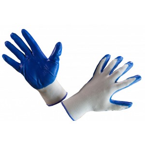 Перчатки нейлоновые с нитриловым покрытием (синие)