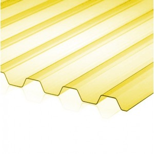 Профилированный поликарбонат трапеция 2000х1050х0,8мм (желтый прозрачный) Юг-Ойл-Пласт