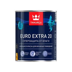 Интерьерная краска особо прочная Euro Extra 20 полуматовая, база А Tikkurila, 0,9 л