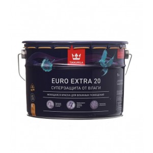 Интерьерная краска особо прочная Euro Extra 20 полуматовая, база А Tikkurila, 9,0 л