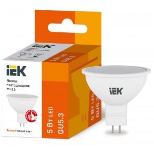 Лампа светодиодная ECO MR16 софит 5Вт 230В GU5.3 3000К теплый белый IEK