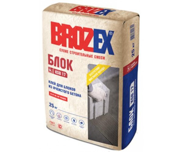 Клей для блоков из ячеистого бетона KSB 17 Brozex 25кг