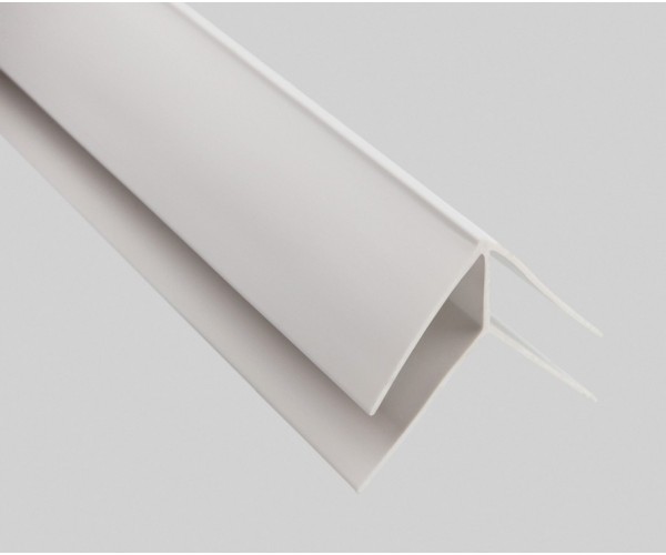 Угол внешний пластиковый — ВХ белый (22*25, паз 10мм) 3м.