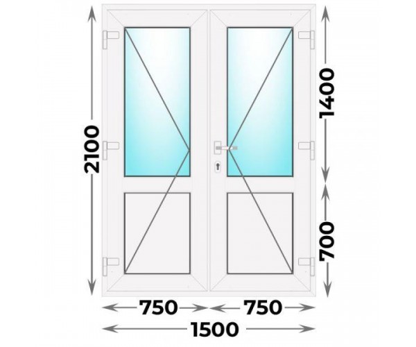 Дверь пластиковая входная  1500x2100 (Novotex)
