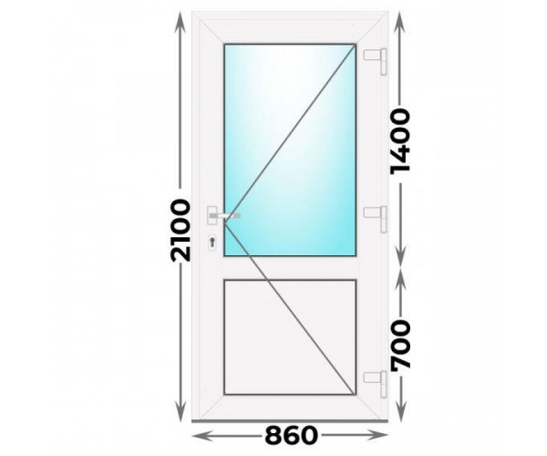 Дверь пластиковая входная правая 860x2100 алюминиевый порог (Novotex)