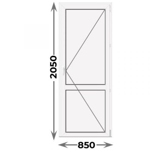 Дверь пластиковая межкомнатная правая 850x2050 Порог Алюминий 