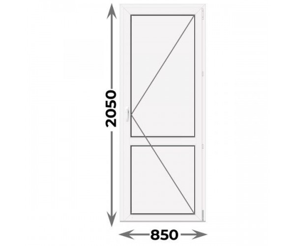 Дверь пластиковая межкомнатная правая 850x2050 Порог Алюминий (Novotex)