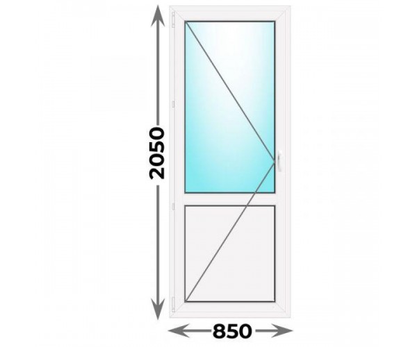 Дверь пластиковая межкомнатная левая 850x2050 со стеклом (Novotex)