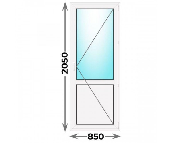 Дверь пластиковая межкомнатная правая 850x2050 со стеклом (Novotex)