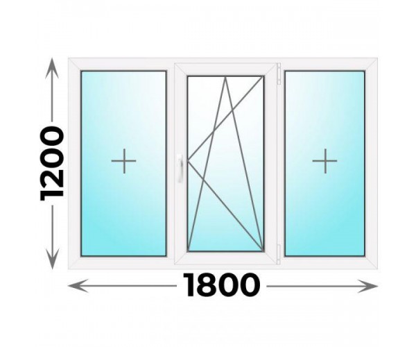Готовое пластиковое окно трехстворчатое 1800x1200 (REHAU)