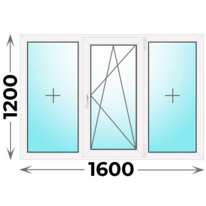 Готовое пластиковое окно трехстворчатое 1600x1200 (REHAU)
