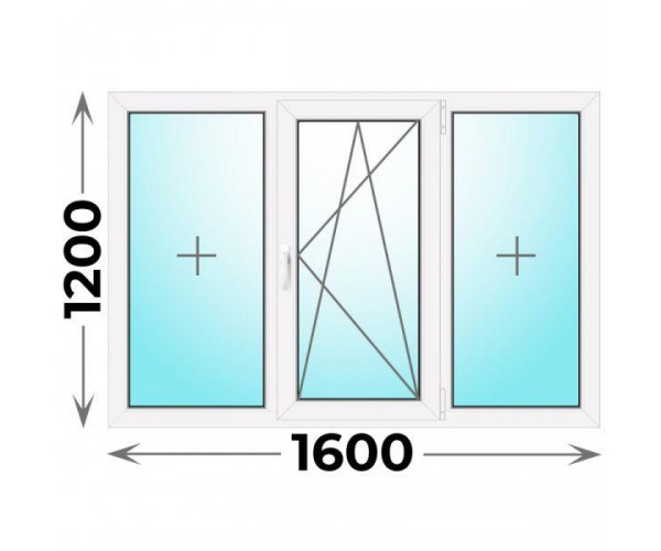 Готовое пластиковое окно трехстворчатое 1600x1200 (REHAU)