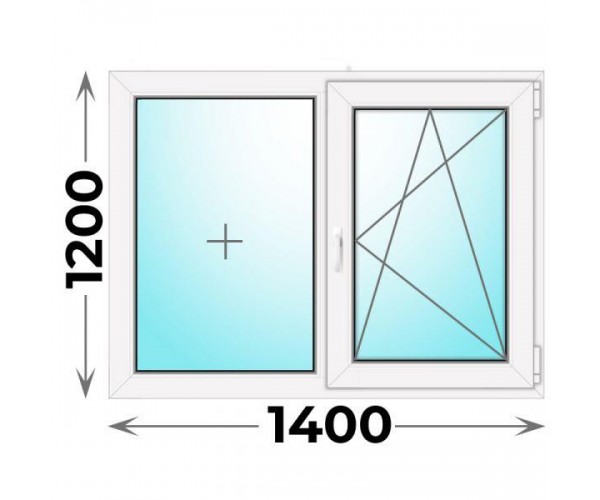 Готовое пластиковое окно двухстворчатое 1400x1200 (REHAU)