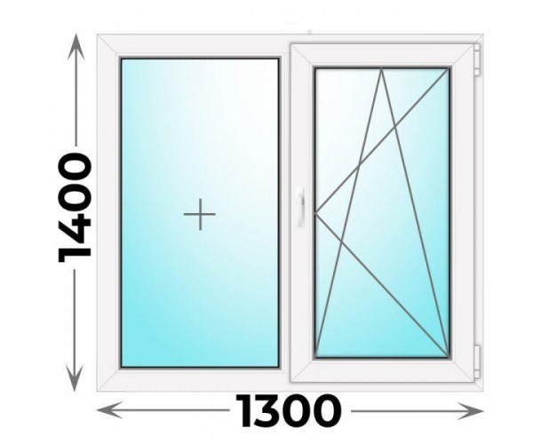 Готовое пластиковое окно двухстворчатое 1300x1400 (REHAU)