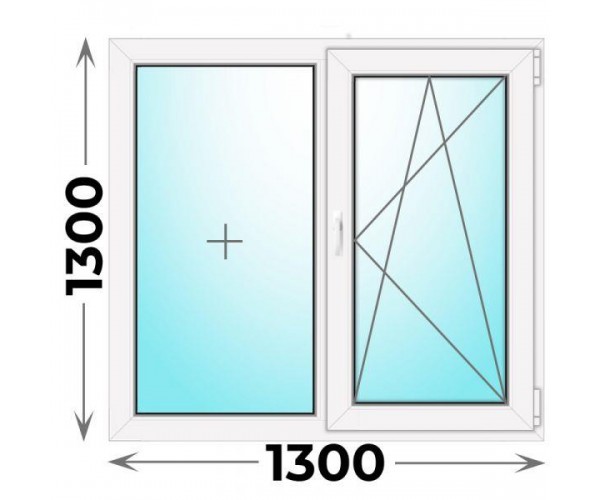 Готовое пластиковое окно двухстворчатое 1300x1300 (REHAU)