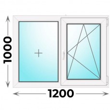 Готовое пластиковое окно двухстворчатое 1200x1000 Экспроф