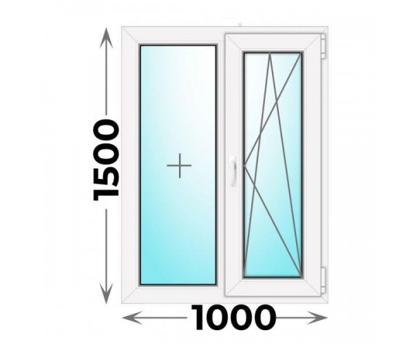 Готовое пластиковое окно двухстворчатое 1000x1500 (REHAU)