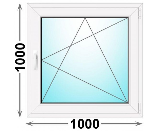 Готовое пластиковое окно одностворчатое 1000x1000 (REHAU)