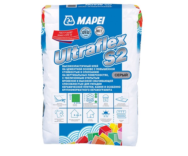 Клей для плитки Mapei Ultraflex S2 Grey серый 25 кг