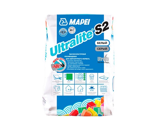 Клей для плитки Mapei Ultralite S2 (C2E S2) белый 15 кг