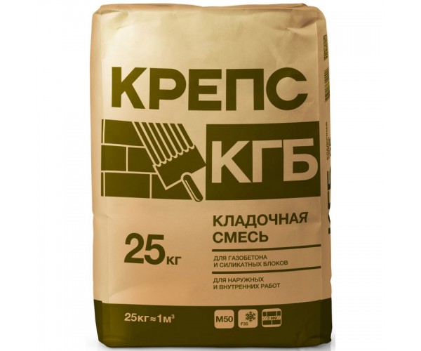 КРЕПС КГБ 25 кг кладочная смесь для ячеистых блоков и силикатного кирпича
