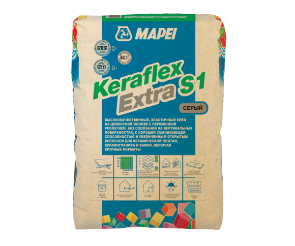 Клей для плитки Mapei keraflex extra s1, 25 кг